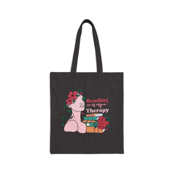 Reading is my therapy | Cotton Canvas Tote Bag - Image 9