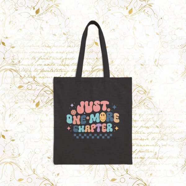 Just one more chapter | 100% Cotton Canvas Tote Bag  15" x 16" - Image 5